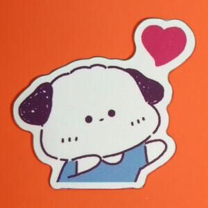 Puppy Dog Blue Shirt Top Love Heart Hug Cute Chibi Kawaii Sticker